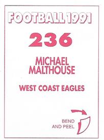 1991 Select AFL Stickers #236 Michael Malthouse Back